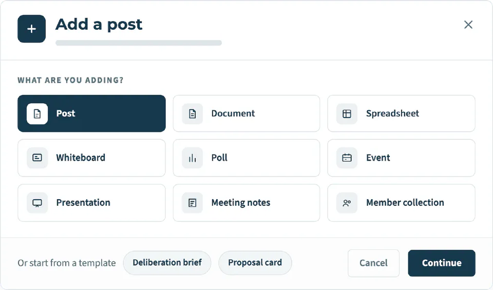 Adding a post in a workspace
